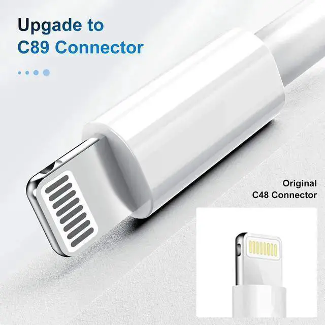 Alt view image 2 of 7 - WISDUM isptewhie 3 Pack MFi Certified Charger Cable Lightning to USB Cable Cord 2.4A Fast Charging Phone Long Chargers for 12/11/11Pro/11Max/ X/XS/XR/XS Max/8/7/ 3ft White