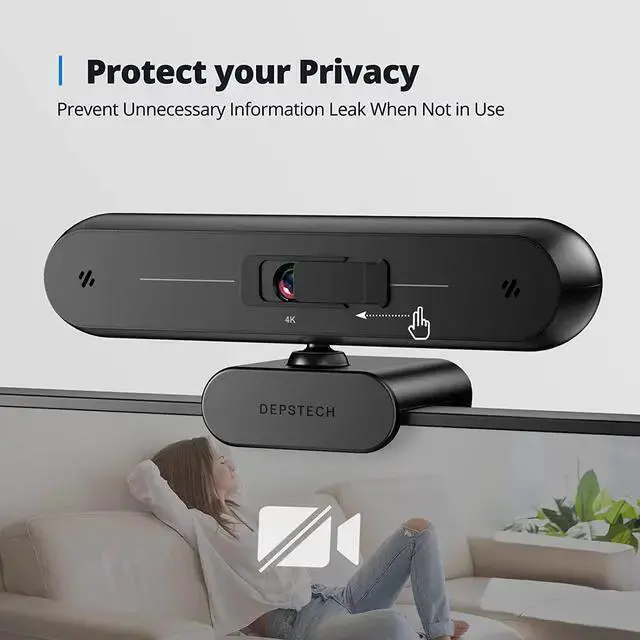 Alt view image 6 of 7 - WISDUM DEPSTECH 4K Webcam, DW40 Webcam with Microphone Autofocus HD Web Camera with Sensor, Privacy Cover & Tripod, Plug and Play USB 8MP Camera Computer Streaming Webcam for Laptop PC/Video Call/Zoom