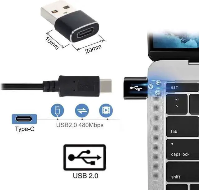 Alt view image 2 of 5 - WISDUM USB C to USB Adapter 5pcs/lot USB C Female to USB Male Adapter USB Type C to USB A Cable Connector Black