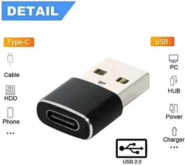 Alt view image 3 of 5 - WISDUM USB C to USB Adapter 5pcs/lot USB C Female to USB Male Adapter USB Type C to USB A Cable Connector Black