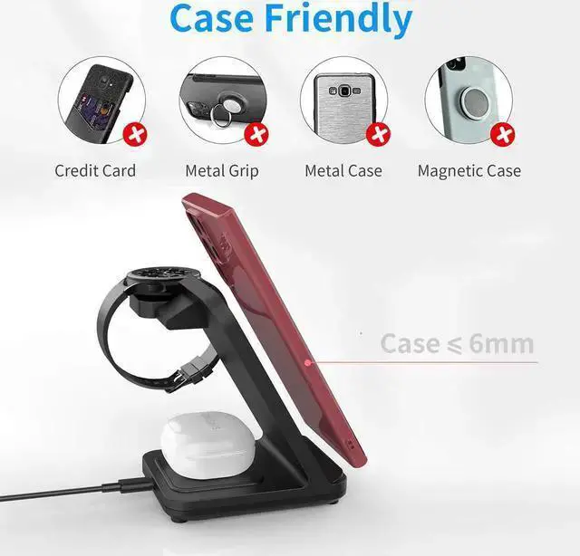 Alt view image 5 of 7 - WISDUM Wireless Charger,3in1 Wireless Charging Station for Galaxy Phone/Watch/Buds, Fit for Galaxy S22 ultra/Note 20/Note 10/S21/S20, Galaxy Watch 4/3, Active 2/1, Galaxy Buds/Pro/+/Live