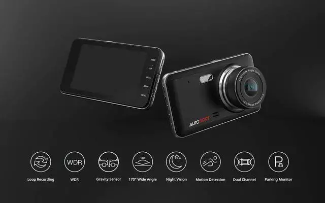 Alt view image 3 of 7 - WISDUM Dual Dash Cam 4.0 Inch LCD Screen 1080P FHD Front and Rear Camera, Car Driving Recorder with IR Sensor Night Vision, Motion Detection, G-Sensor, 170°Wide Angle and Parking Monitor