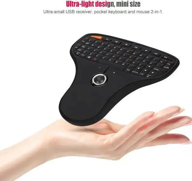 Alt view image 2 of 5 - WISDUM 070 Keyboard Trackball Portable Keyboard Trackball 2.4G Wireless Mini USB Multimedia Keyboard for TV Computer Keyboard