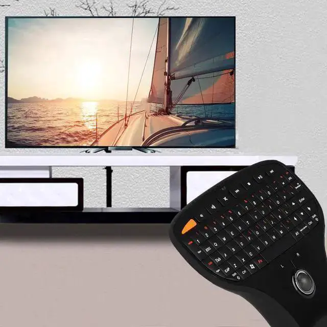 Alt view image 4 of 5 - WISDUM 070 Keyboard Trackball Portable Keyboard Trackball 2.4G Wireless Mini USB Multimedia Keyboard for TV Computer Keyboard