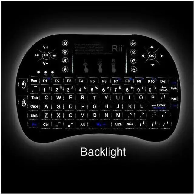 Alt view image 5 of 5 - WISDUM Rii i8+ BT Mini Wireless Bluetooth Backlight Touchpad Keyboard (w/Mouse) for PC/Mac/Android/IOS