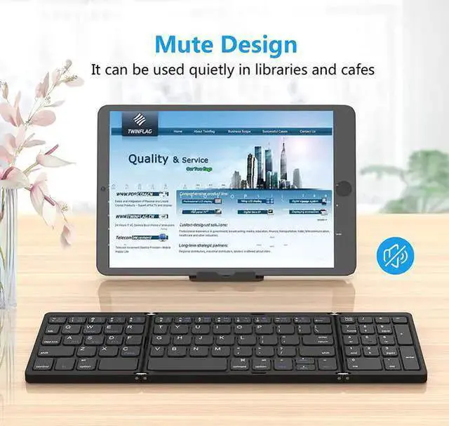 Alt view image 3 of 7 - WISDUM Foldable Bluetooth Keyboard, Foldable Wireless Portable Keyboard with Numeric Keypad, USB-C Rechargeable for iOS, Android, Windows System Laptop Tablet Smartphone Device (Not Full Size)