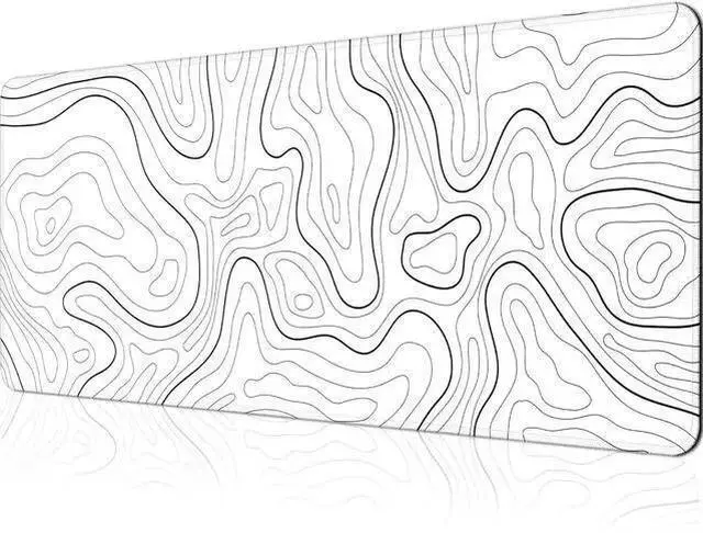 Main image of WISDUM Gaming Mouse Pad Large 31.5 x 11.8in Topographic Keyboard Pad Mouse Pad for Non-Slip Base and Stitched Edge, Extended Desk Pad XL Keyboard Desk Mat (White)
