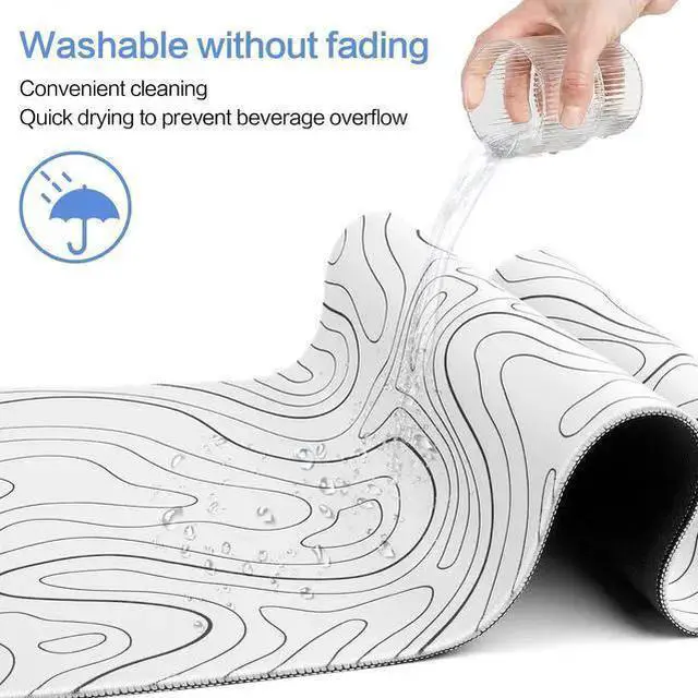 Alt view image 5 of 6 - WISDUM Gaming Mouse Pad Large 31.5 x 11.8in Topographic Keyboard Pad Mouse Pad for Non-Slip Base and Stitched Edge, Extended Desk Pad XL Keyboard Desk Mat (White)