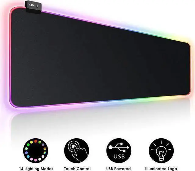 Main image of WISDUM RGB Soft Gaming Mouse Pad Large, Oversized Glowing Led Extended Mousepad ,Non-Slip Rubber Base Computer Keyboard Pad Mat