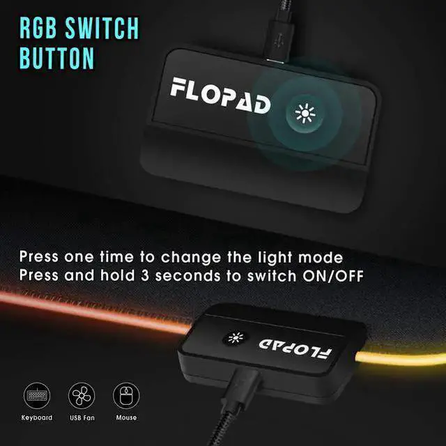 Alt view image 3 of 7 - WISDUM RGB Soft Gaming Mouse Pad Large, Oversized Glowing Led Extended Mousepad ,Non-Slip Rubber Base Computer Keyboard Pad Mat
