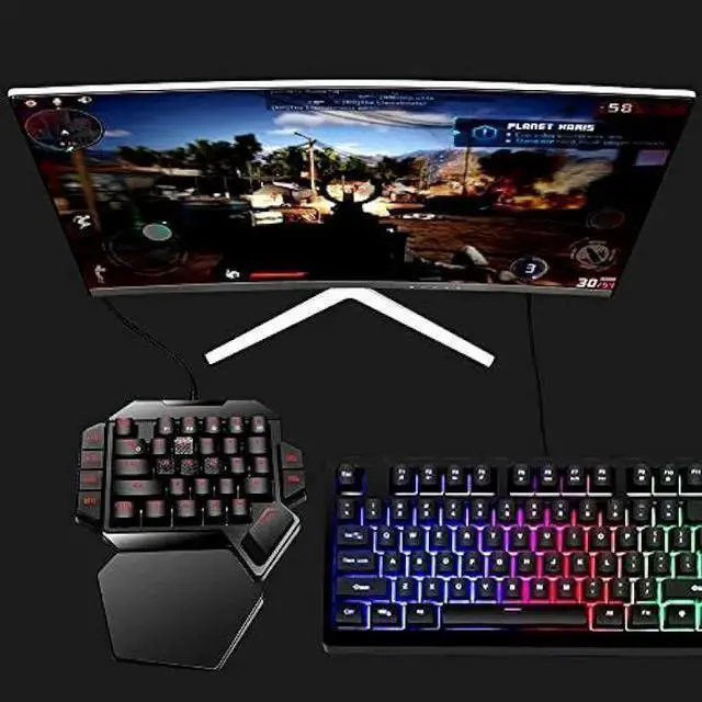 Alt view image 2 of 7 - WISDUM Cakce RGB One Handed Mechanical Gaming Keyboard,Colorful Backlit Professional Gaming Keyboard with Wrist Rest Support,USB Wired Single Hand Mechanical Keyboard for Game