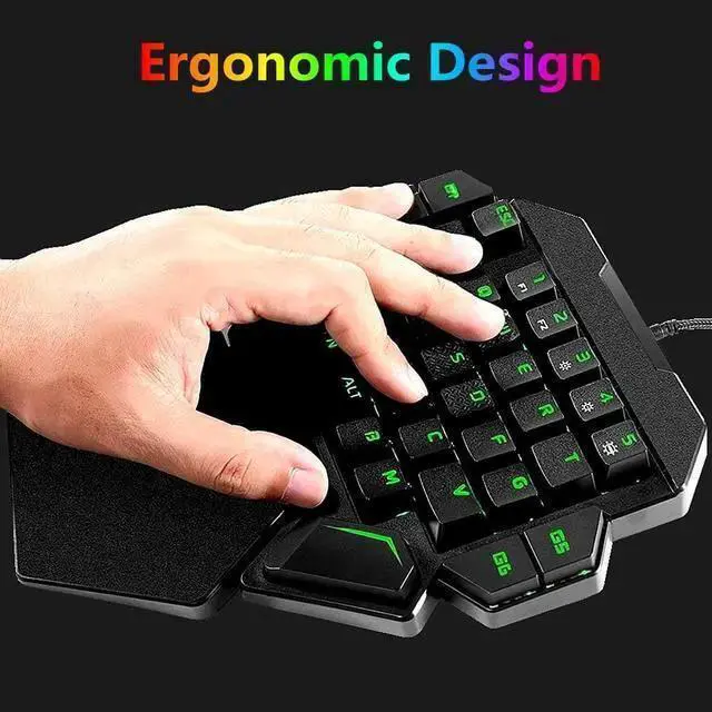 Alt view image 5 of 7 - WISDUM RGB One Handed Mechanical Gaming Keyboard,Colorful Backlit Professional Gaming Keyboard with Wrist Rest Support,USB Wired Single Hand Mechanical Keyboard for Game