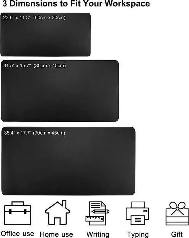 Alt view image 2 of 6 - WISDUM Dual Sided PU Leather Desk Pad, Mouse Pad, Office Desk Mat, Non-Slip Laptop Desk Pad, Waterproof Desk Writing Pad for Office and Home (31.5" x 15.7", Black)