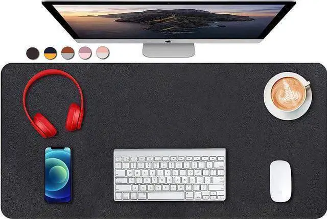 Main image of WISDUM Dual Sided PU Leather Desk Pad, Mouse Pad, Office Desk Mat, Non-Slip Laptop Desk Pad, Waterproof Desk Writing Pad for Office and Home (31.5" x 15.7", Black)