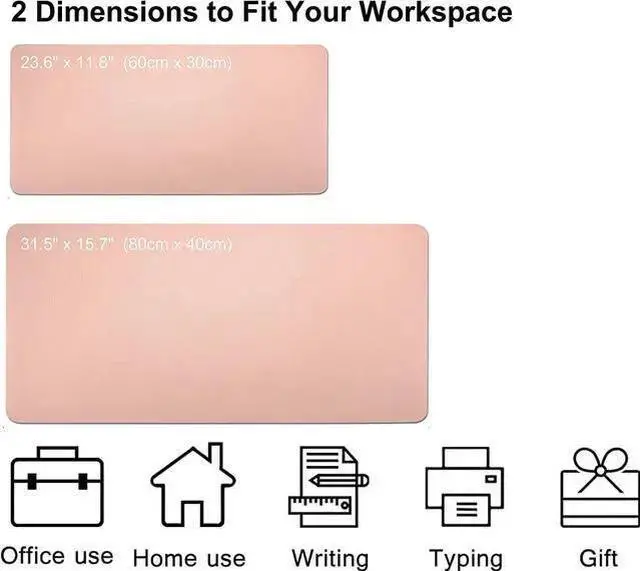 Alt view image 2 of 7 - WISDUM Dual Sided PU Leather Desk Pad, Mouse Pad, Office Desk Mat, Non-Slip Laptop Desk Pad, Waterproof Desk Writing Pad for Office and Home (31.5" x 15.7", Pink+Silver)