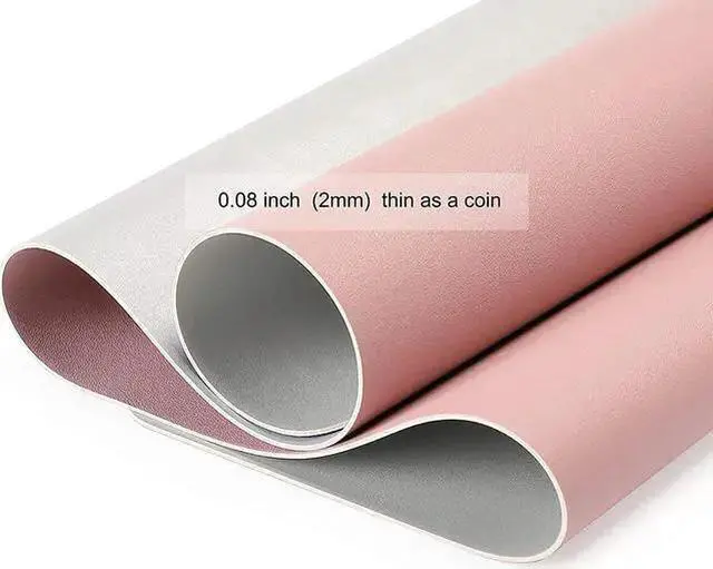 Alt view image 4 of 7 - WISDUM Dual Sided PU Leather Desk Pad, Mouse Pad, Office Desk Mat, Non-Slip Laptop Desk Pad, Waterproof Desk Writing Pad for Office and Home (31.5" x 15.7", Pink+Silver)
