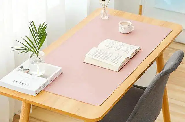 Alt view image 7 of 7 - WISDUM Dual Sided PU Leather Desk Pad, Mouse Pad, Office Desk Mat, Non-Slip Laptop Desk Pad, Waterproof Desk Writing Pad for Office and Home (31.5" x 15.7", Pink+Silver)