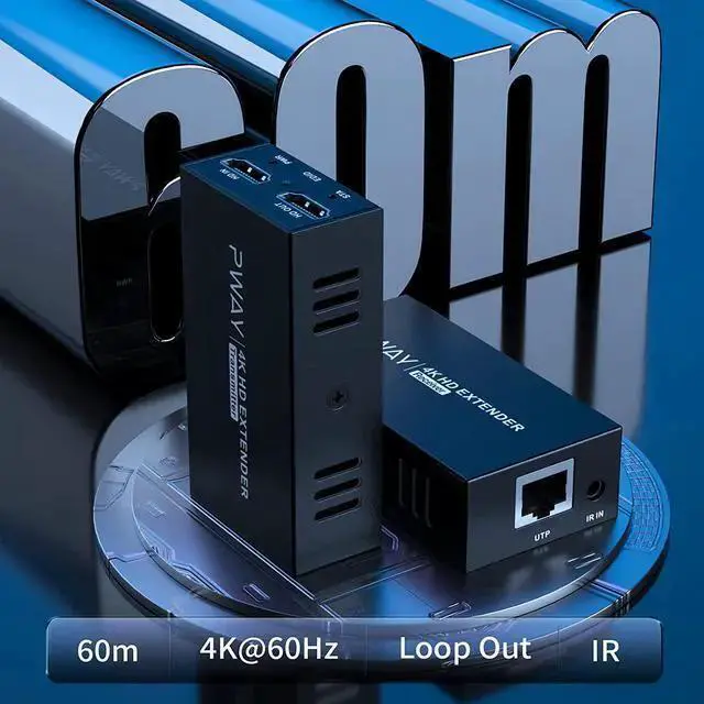 Alt view image 2 of 7 - WISDUM 4K HDMI Extender, Ultra HD 4K@60Hz Over Cat5e/6 Up to 200ft/60m, Extended Audio and Video, Supports Loop Out, IR, HDCP 2.2/1.4 YUV 444
