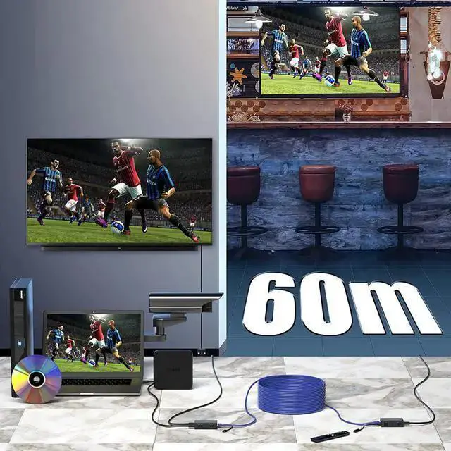 Alt view image 4 of 7 - WISDUM 4K HDMI Extender, Ultra HD 4K@60Hz Over Cat5e/6 Up to 200ft/60m, Extended Audio and Video, Supports Loop Out, IR, HDCP 2.2/1.4 YUV 444