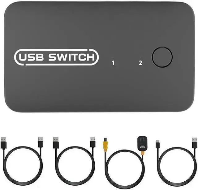 Alt view image 6 of 6 - WISDUM USB 2.0 Switch Selector for 2 Computers & Sharing 4 USB Devices with Remote Button Switch, KVM Switch Hub Adapter for Mouse, Keyboard, Scanner, Printer