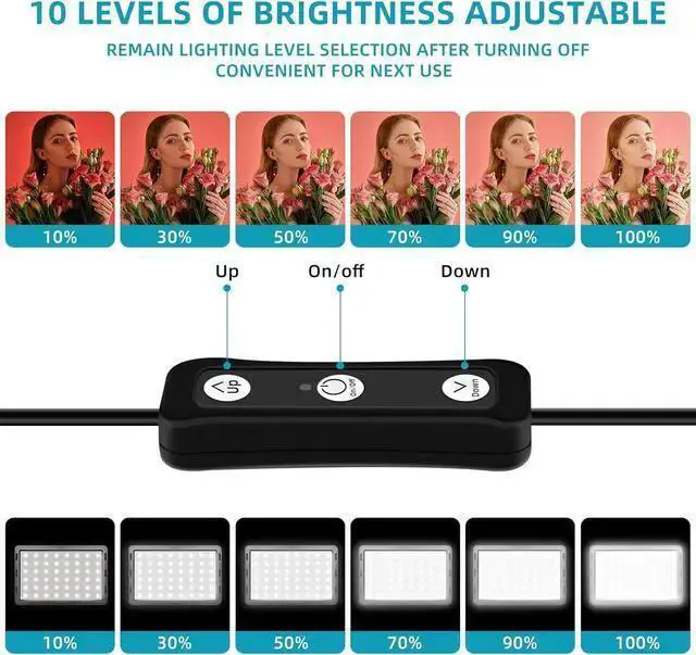 Alt view image 4 of 7 - WISDUM Studio LED Video Light Kit - 9 Color Filters, Adjustable Tripod, for Photo Video Streaming