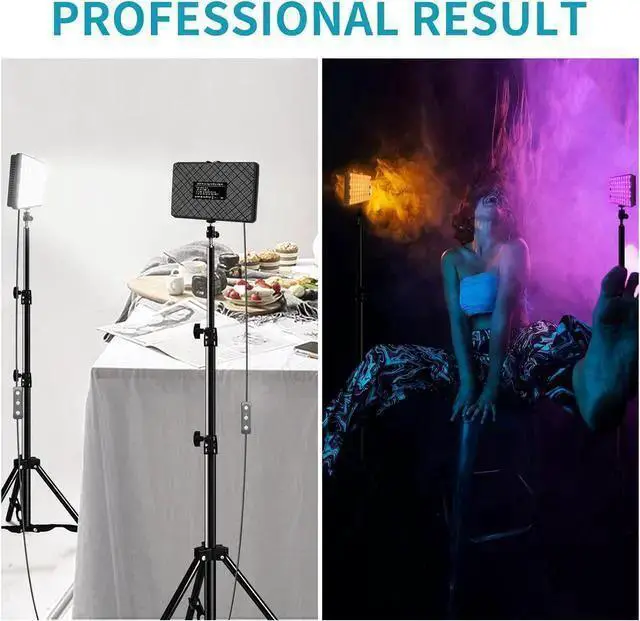 Alt view image 7 of 7 - WISDUM Studio LED Video Light Kit - 9 Color Filters, Adjustable Tripod, for Photo Video Streaming