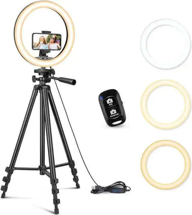Main image of WISDUM Sensyne 12'' Ring Light with 50'' Extendable Tripod Stand, LED Circle Lights with Phone Holder for Live Stream/Makeup/YouTube Video/TikTok, Compatible with All Phones
