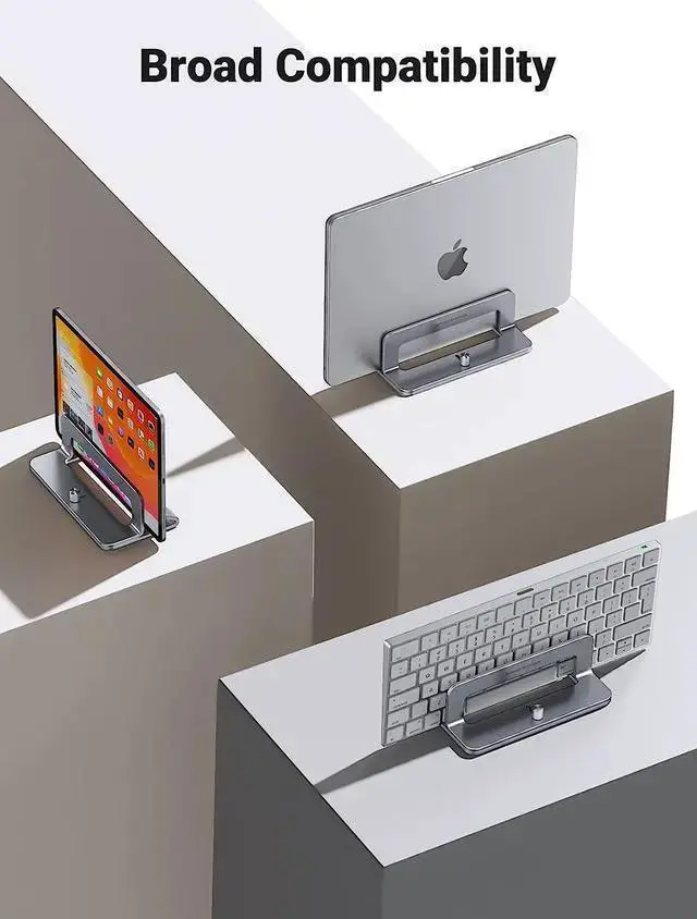 Alt view image 6 of 7 - WISDUM Vertical Laptop Stand Dock Aluminum Compatible with Pro, Air Laptop Holder for Desk Vertical Adjustable for Up to 17.3 Inch Gaming Laptop, Silver Gray