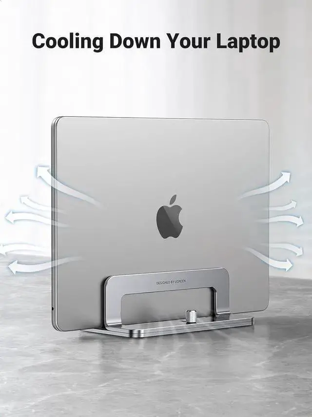 Alt view image 7 of 7 - WISDUM Vertical Laptop Stand Dock Aluminum Compatible with Pro, Air Laptop Holder for Desk Vertical Adjustable for Up to 17.3 Inch Gaming Laptop, Silver Gray