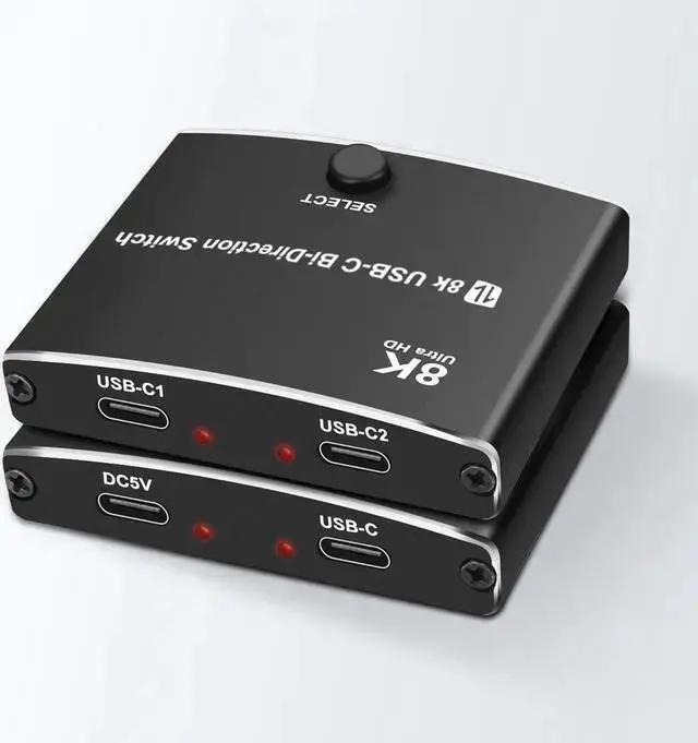 Alt view image 3 of 7 - WISDUM USB C Type-C Switcher 1 in 2 out/2 in 1 out 8K@60Hz 4K@120Hz Type-C Bi-Directional Switch Selector Support 48Gbps Data Transmission with Type-C Cables for PC Monitor HDTV-1 PCS