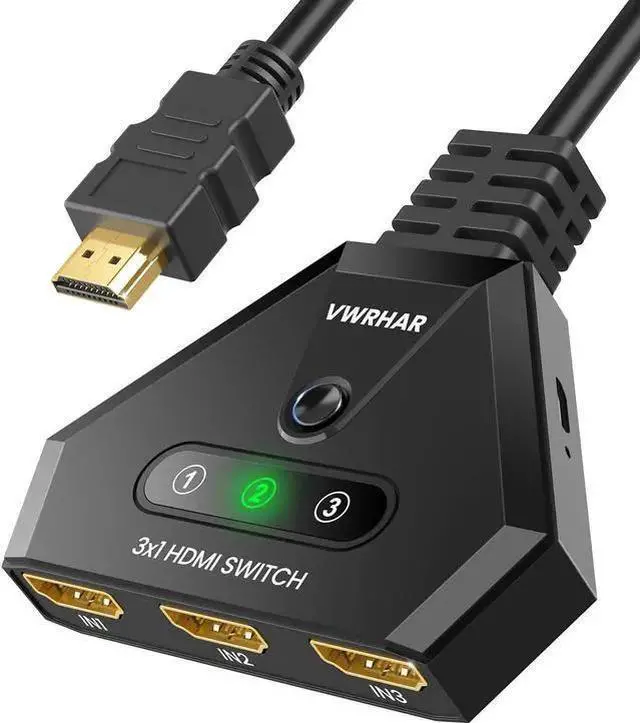Main image of WISDUM HDMI Switch 4K HDMI Splitter, Automatic HDMI Switch 3 in 1 Out with Pigtail HDMI Cable, 3 Ports HDMI Switcher Support HDCP 2.2 Full HD 4K 1080P 3D for Fire Stick TV PS5 PS4 PC