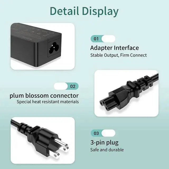 Alt view image 6 of 7 - WISDUM Chromebook Charger, USB C Laptop Charger, 45W 65W Fast Charging for Acer Google Chromebook Charger, fit USB Computer Chargers for Laptops, Type c chromebook Charger