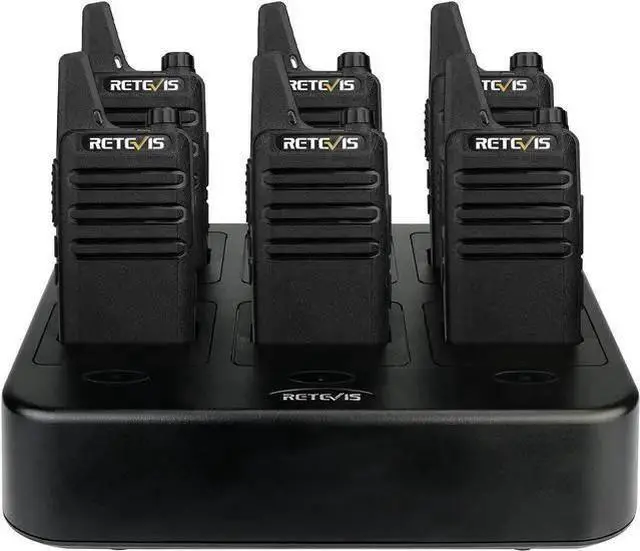 Main image of WISDUM Retevis RT22 Walkie Talkies Rechargeable Hands Free 2 Way Radios Two-Way Radio(6 Pack) with 6 Way Multi Gang Charger