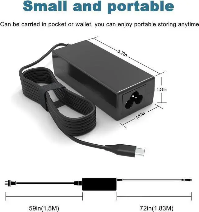 Alt view image 3 of 7 - WISDUM Chromebook Charger Replacement : Universal 45W Type C USB C Chromebook Charger Laptop for Chromebook X360 14 Charger, Google Acer Chromebook Charger, Power Cord Adapter