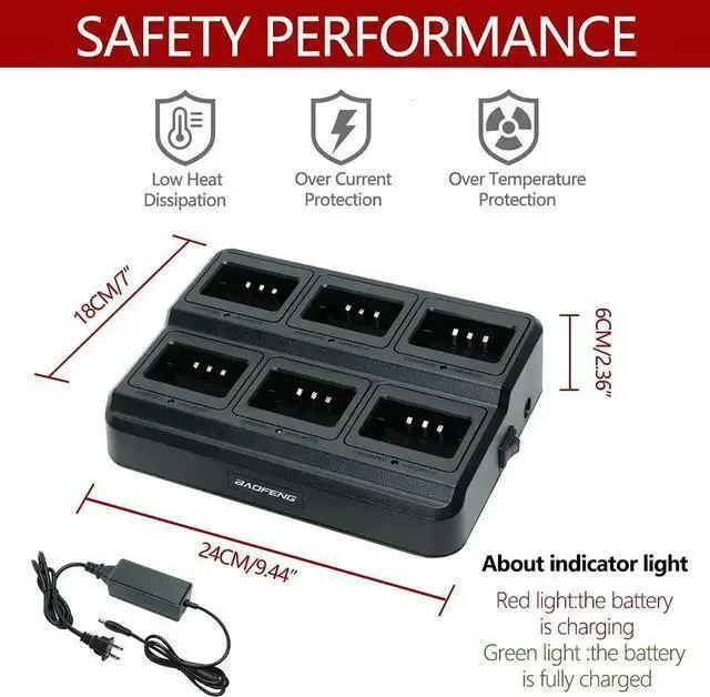 Alt view image 2 of 7 - WISDUM Baofeng UV-5R Six Way Charger Two Way Radio Multi Unit Charger Station for UV-5R UV-5R+ UV-5RE UV-5RTP UV-5X3 BF-F8HP RT-5R RT-5RV MK4 Radio and Battery