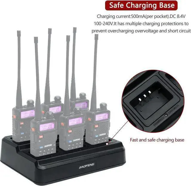 Alt view image 3 of 7 - WISDUM Baofeng UV-5R Six Way Charger Two Way Radio Multi Unit Charger Station for UV-5R UV-5R+ UV-5RE UV-5RTP UV-5X3 BF-F8HP RT-5R RT-5RV MK4 Radio and Battery