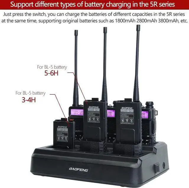 Alt view image 5 of 7 - WISDUM Baofeng UV-5R Six Way Charger Two Way Radio Multi Unit Charger Station for UV-5R UV-5R+ UV-5RE UV-5RTP UV-5X3 BF-F8HP RT-5R RT-5RV MK4 Radio and Battery