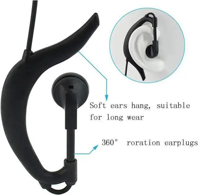 Alt view image 4 of 7 - WISDUM Retevis Walkie Talkie Earpiece with Mic G Shape 2 Pin Adjustable Volume Headset Compatible with Retevis H-777 RT22 RT21 Baofeng UV-5R 888S 2 Way Radio(10 Pack)