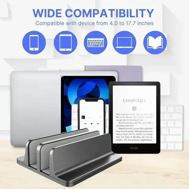 Alt view image 7 of 7 - WISDUM Unitronworld Dual Laptop Holder Vertical Laptop Stand Stand Desk Adjustable Closed Double Laptop Stand Laptop Dock Laptop Vertical Stand Pro Stand Air Surface Stand Notebook