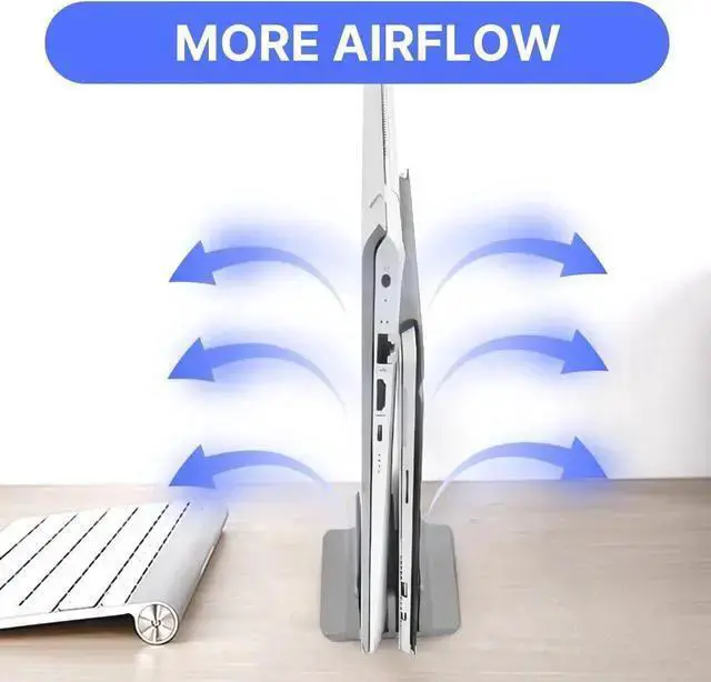 Alt view image 6 of 7 - WISDUM Unitronworld Dual Laptop Holder Vertical Laptop Stand Stand Desk Adjustable Closed Double Laptop Stand Laptop Dock Laptop Vertical Stand Pro Stand Air Surface Stand Notebook