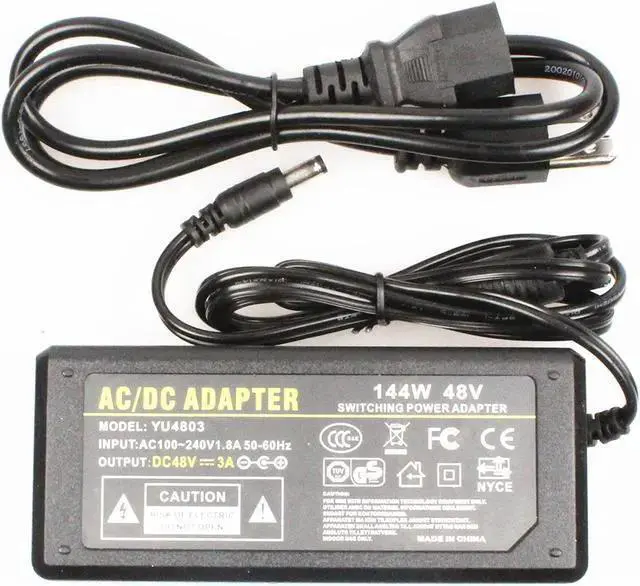 Alt view image 4 of 5 - WISDUM NOYITO 48V 3A 144W Adapter AC 120V 100-240V 50 60 Hz to DC 48V Power Supply Charger Transformer 5.5 x 2.5 2.1mm Interface Suitable for LED Strip Light CCTV Camera POE Switch