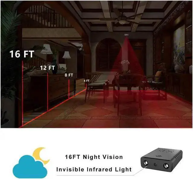 Alt view image 5 of 7 - WISDUM Smalle Stand WiFi Spy Hidden Camera Mini Wireless Camera HD Indoor Home Smalle Stand Spy Nanny Cam Security Cameras with Motion Detector/Night Vision/Cloud Storage