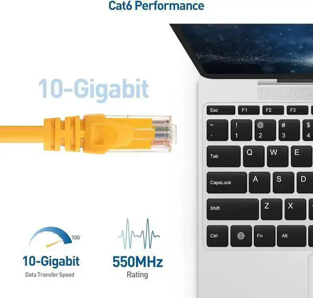 Alt view image 2 of 7 - WISDUM 10Gbps 5-Pack Snagless Short Cat 6 Ethernet Cable 3 ft (Cat 6 Cable, Cat6 Cable, Internet Cable, Network Cable) in Yellow
