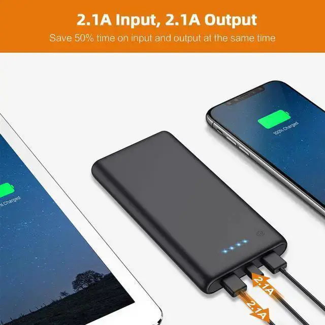 Alt view image 5 of 6 - WISDUM Portable Charger Power Bank 25800mAh Huge Capacity External Battery Pack Dual Output Port with LED Status Indicator Power Bank for , Galaxy, Android Phone,Tablet & etc(Black)
