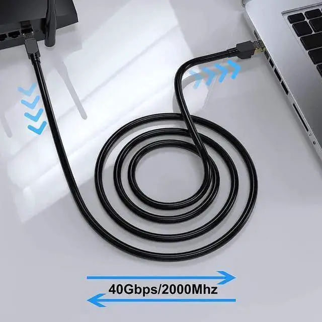 Alt view image 6 of 7 - WISDUM Cat 8 Ethernet Cable 50 ft Shielded 26AWG Lastest 40Gbps 2000Mhz SFTP Patch Cord Heavy Duty High Speed Cat8 LAN Network RJ45 Cable- in Wall Outdoor Weatherproof Rated for Router Modem Gaming