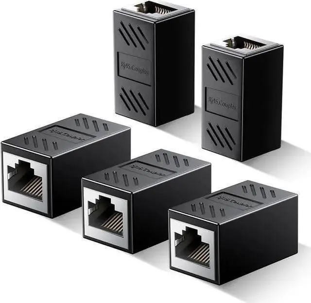 Main image of WISDUM Ethernet Coupler, 5 Pack 1000Mbps High Speed Ethernet Extender for Cat7 Cat6 Cat5e Cat5 Cable, Plug and Play, Female to Female Ethernet Connector, in Line Coupler