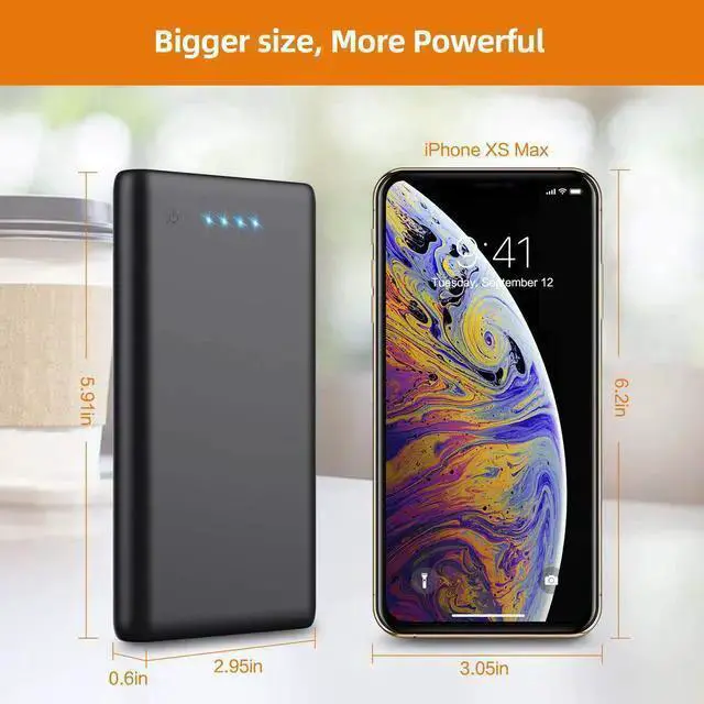 Alt view image 6 of 6 - WISDUM Portable Charger Power Bank 25800mAh Huge Capacity External Battery Pack Dual Output Port with LED Status Indicator Power Bank for , Galaxy, Android Phone,Tablet & etc(Black)