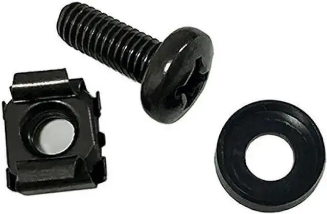 Main image of WISDUM 60-Pack M6 x 16mm Screws and Cage Nuts for Server Shelf Cabinets Rack Mount 1U 2U 6U 12U Rack Screw cage nut - Black