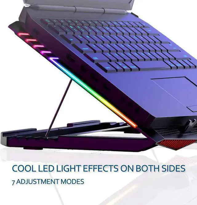 Alt view image 2 of 6 - WISDUM MeFee RGB Laptop Cooling Pad for 15.6-21 Inch Professional Gaming Laptop Cooler with 6 Quiet Fans and Button Control, Pure Metal Panel Portable Cooler