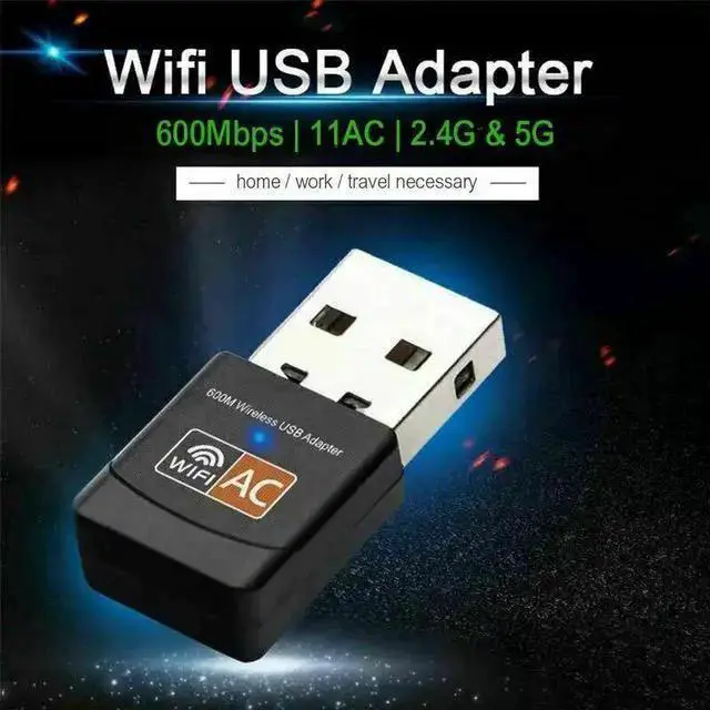 Alt view image 3 of 6 - WISDUM 600Mbps Wireless USB Ethernet PC WiFi AC Adapter Lan 802.11 Dual Band 2.4G / 5G